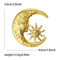 Crescent Moon And Sun Face Brooch In Gold And Silver Tones view 5