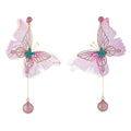 Purple Layered Butterfly and Pearl Look Dangle Earrings view 5