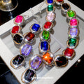 Silver Multicolor Crystal Bracelet Necklace Stud Set view 3