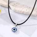 Silver Tone Round Evil Eye Black Cord Pendant Necklaces view 4