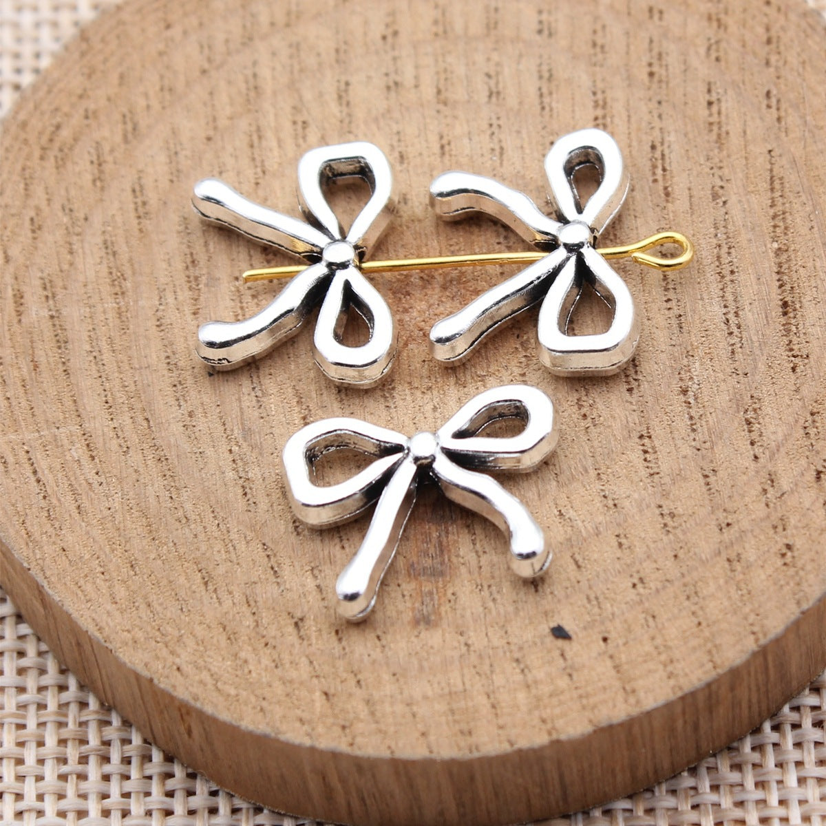 17x13mm 1.65g Antique Silver Zinc Alloy Bow Small Hole Spacer Butterfly Beads for Bracelet Necklace DIY Making