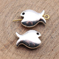 Antique Silver Fish Shaped Metal Jewelry Spacer Bead view 2