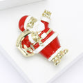Red Enamel Santa Brooch in 1 Style Metal Pin Accessory view 2