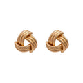 Gold Twisted Rope Knot Stud Earrings Open Triangle view 5