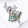 Silver Abalone Shell Girl Rose Dress Brooch Hat Figure Pin view 4