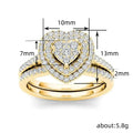 Heart Cluster Triple-Halo Two-Ring Set In Three Metal Tones view 5