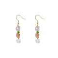 Gold Hook Natural Stone Drop Earrings Purple Pink Clear view 5