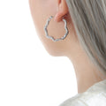 Textured Wavy Geometric Hoop Earrings Gold Or Silver Finish view 6