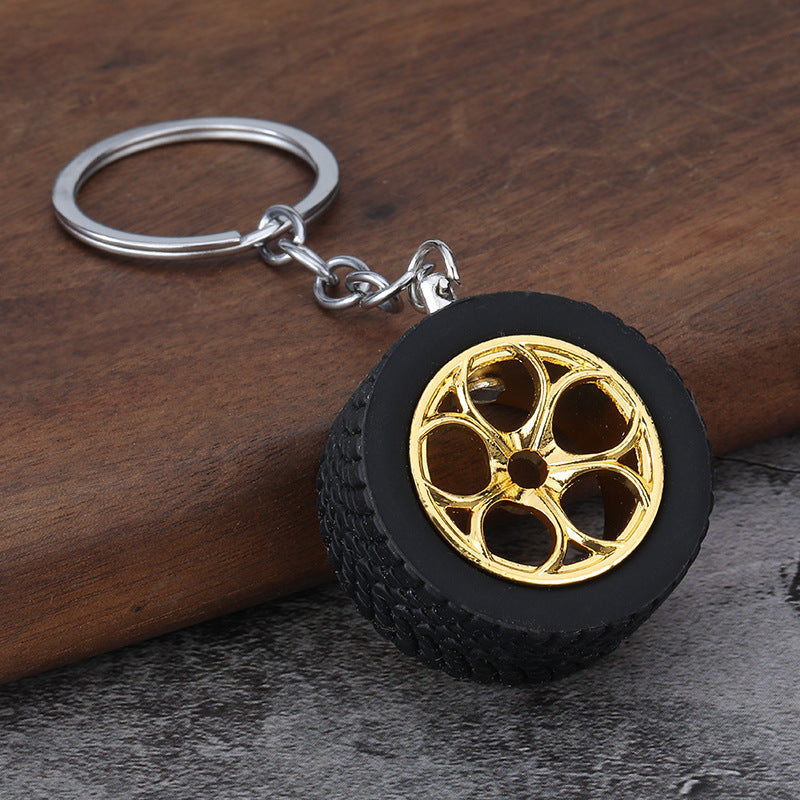 Rubber Tire Wheel Rim Keychain Racing Car Accessory