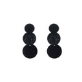 Black Triple Round Textured Disc Statement Stud Earrings view 5