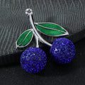 Sparkle Rhinestone Double Cherry Pendant Glitter Enamel Leaf Two Tones view 7