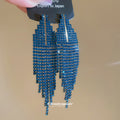 Rhinestone Tapered Fringe Stud Earrings in Three Colors view 3