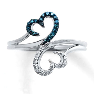Double Heart ring in front product view