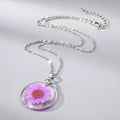 Clear Resin Daisy Dried Flower Pendant Necklaces Five Colors view 5