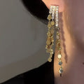 Long Sequin Tassel Earrings in Gold and Silver Tone view 3