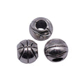 Antique Silver Basketball Pattern Large Hole Metal Bead view 4