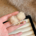 Faux Pearl and Fluffy Pom Pom Stud Earrings in Six Styles view 6