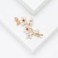 Gold Plum Blossom Branch Brooch Pearl Enamel Flower Pin view 3