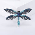 Dragonfly Brooch in Metal with Open Wings Set with Multicolor Crystals view 8