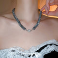 Gunmetal Crystal Beaded Necklace in Polished Mixed Media Design view 3