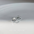 Faceted Cube Stud Earrings In Six Glass Like Color Options view 6