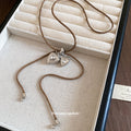 Silver Tone Heart Lariat Necklace with Chain Tassels view 2