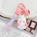 White Rabbit Resin Figure Keychain With Bell And Clear Wrist Strap view 2