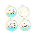 Round Enamel Panda Metal Charms in Nine Illustrated Designs view 6