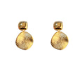 Hammered Round Disc Drop Stud Earrings in Two Tones view 5