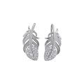 Silver Tone Feather and Blue Flower Stud Earrings Jewelry Pair view 5