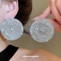 Round Crystal Pave Statement Studs in Three Finishes view 3