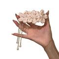 Pale Pink Satin Flower Pearl Tassel Duck Bill Hair Clip view 5