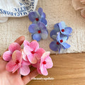 Layered Petal Flower Earrings in Pink and Periwinkle Blue view 2