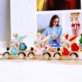 Jeweled Scooter Rabbit Keychains in Pink Red and Blue Plain Configurations view 2