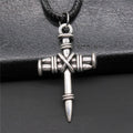 Nail Wrapped Cross Pendant Necklace in Two Metal Finishes view 2