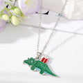 Gold and Silver Tone Christmas Dinosaur Pendant Necklaces view 9