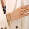 Linked Heart Teardrop Necklace and Bracelet Gold or Steel view 9