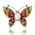 Gold Enamel Pearl Butterfly Brooch Crystal Wing Edges view 5