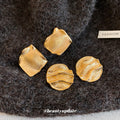 Gold Tone Textured Round And Square Stud Earrings Decorative Jewelry view 2