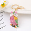 Owl Rhinestone Enamel Keychain Gold Tone 4 Color Styles view 6