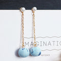 Fabric Wrapped Ball Stud Earrings in Ten Patterns and Lengths view 3