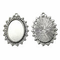 Scrolled Frame Oval Cabochon Pendant Trays in Two Finishes view 4