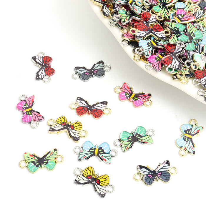Colorful Printed Butterfly Two Loop Connectors in 12 Styles