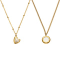 Gold Stainless Steel Mother of Pearl Heart and Circle Necklaces view 5