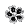 Black White Flower Crystal Metal Brooch Pin for Jackets and Lapels view 5