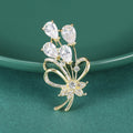Crystal Flower Bouquet Brooch With Bow in Two Finishes view 1