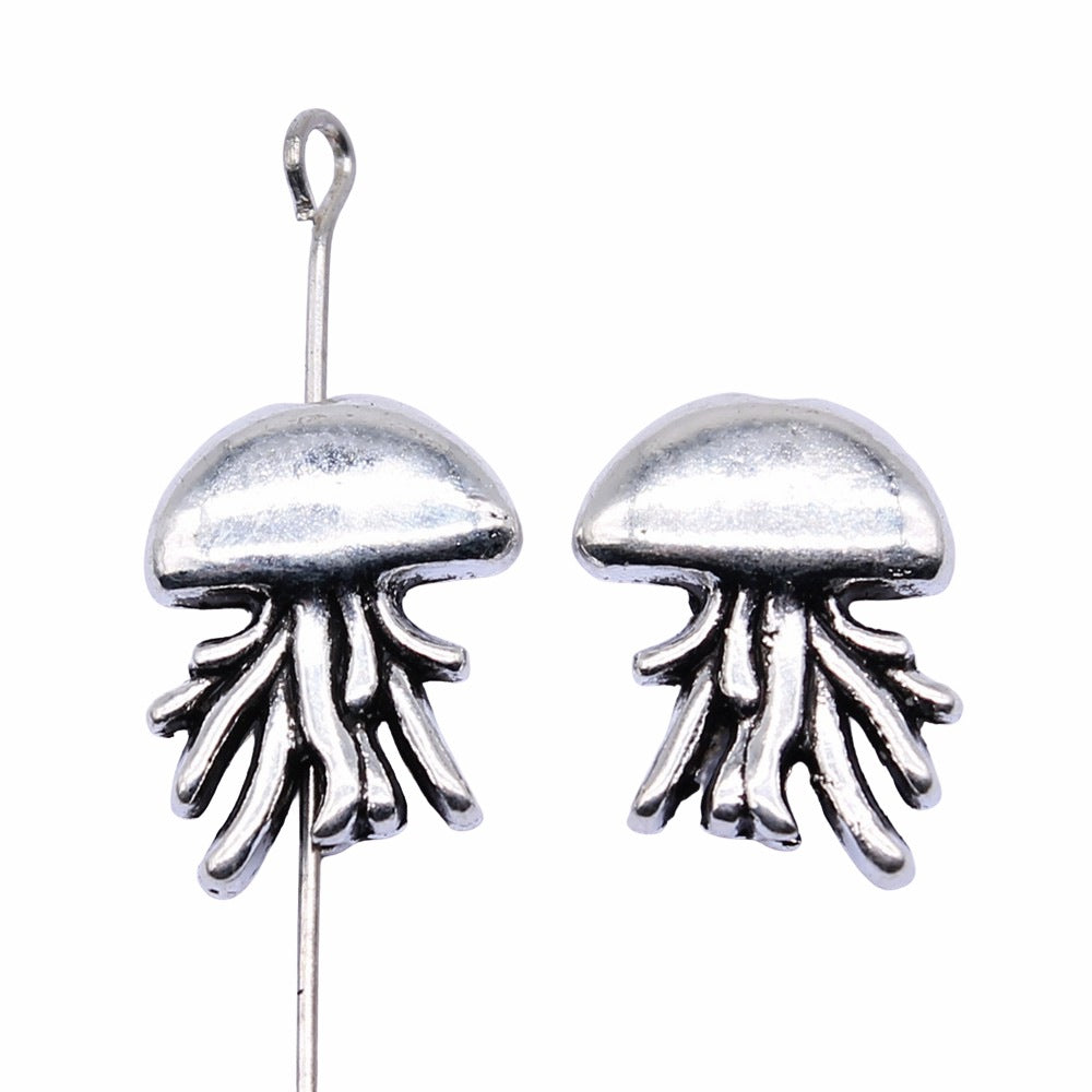 15x12mm 1.9g Antique Silver Zinc Alloy Jellyfish Loose Metal Beads for DIY Ocean Jewelry Making