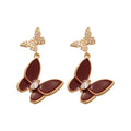 Crystal Enamel Butterfly Drop Earrings - 3 Styles Polished Decorative Design view 5