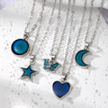 Silver Tone Blue Moon Heart Butterfly and Star Pendant Necklaces view 1