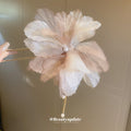 Layered Fabric Flower Double Hairpin With Pearl Like Drop In Five Colors view 2